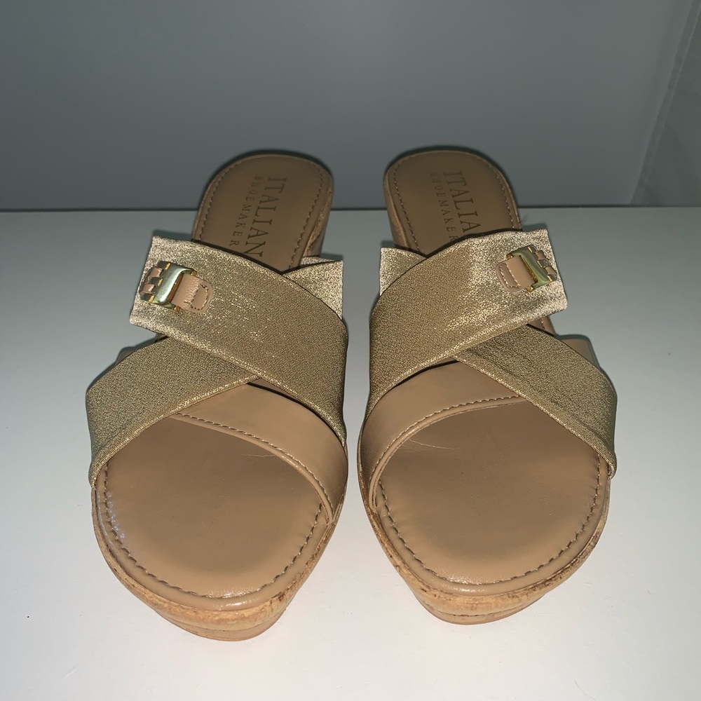 Gold Italian Made Wedge Sandal!